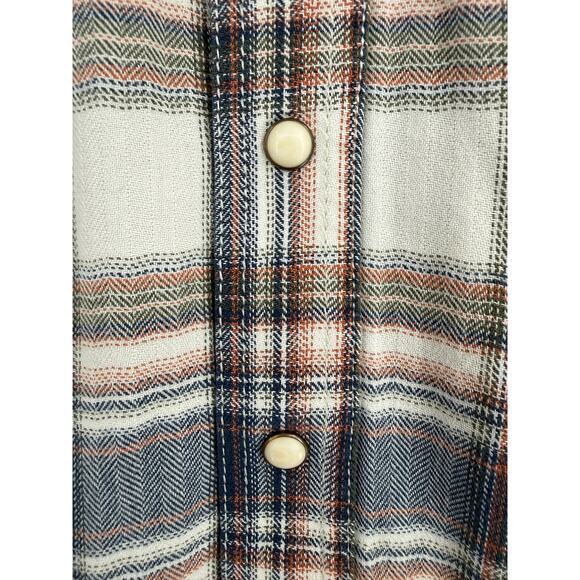 Ariat Retro Fit Pearl Snap Western Shirt Mens Large Blue White Rust Plaid - Picture 5 of 9